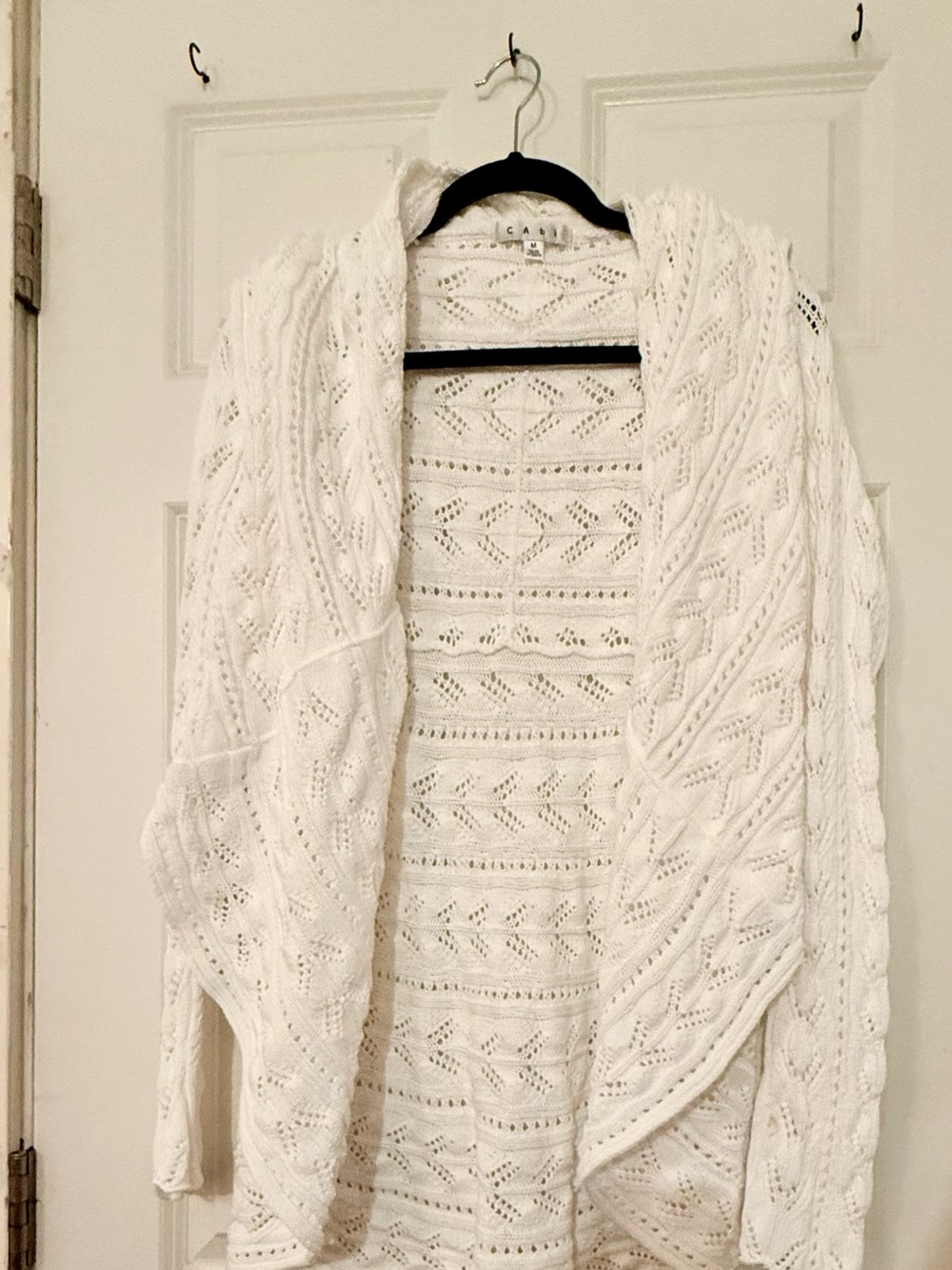Cabi White Open-Front Knit Cardigan Sweater - Women
